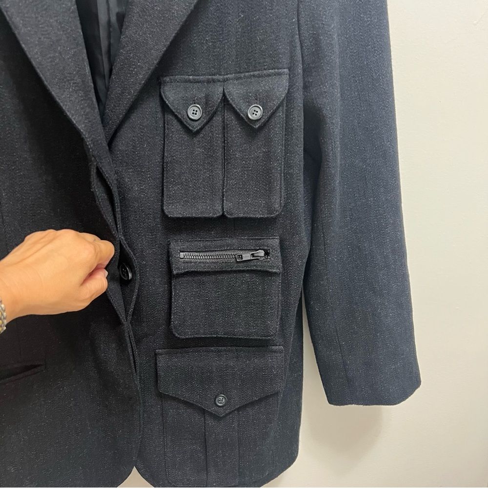 SMYTHE Surplus Cargo Blazer Jacket Wool Blend Black Size M - Picture 9 of 12